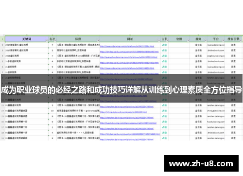 成为职业球员的必经之路和成功技巧详解从训练到心理素质全方位指导