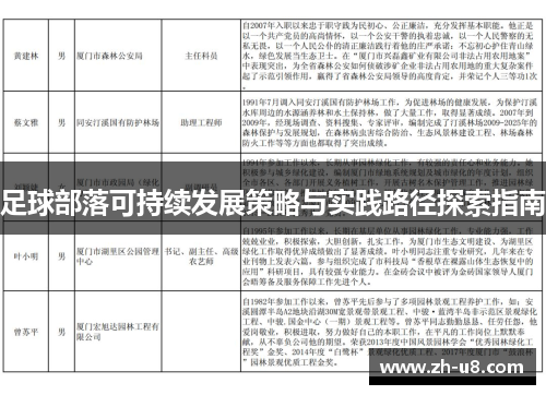 足球部落可持续发展策略与实践路径探索指南